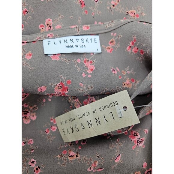 New Flynn Skye Molly Mini Slip Dress Womens M Taupe Pink Floral - Picture 5 of 6